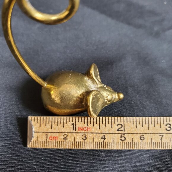 VTG Solid Brass Mouse Note Spike | Mid Century Canadian Brass Desk Paper Spike | - Picture 10 of 16